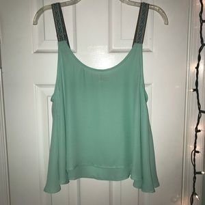 Teal Blue Tribal Strapped Tank Top